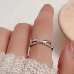 Sterling Silver 925 Adjustable CZ Ring